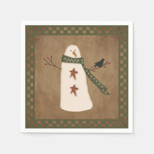 Primitief Snowman Paper Napkins Servetten