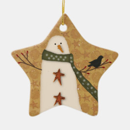 Primitief Snowman Star Ornament