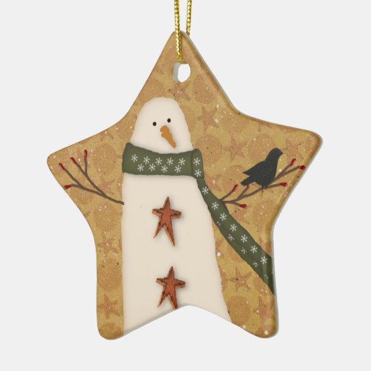 Primitief Snowman Star Ornament (Links)