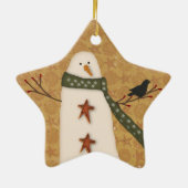 Primitief Snowman Star Ornament (Achterkant)