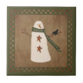 Primitief Snowman Tile Tegeltje (Voorkant)