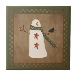 Primitief Snowman Tile Tegeltje