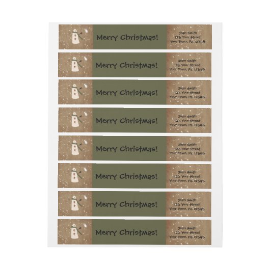 Primitief Snowman Wraparound-adreslabel (Vel)