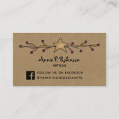 PRIMITIEF STAR & BERRIES OVER KRAFT-VISITEKAARTJE VISITEKAARTJE (Achterkant)