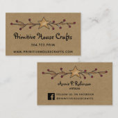 PRIMITIEF STAR & BERRIES OVER KRAFT-VISITEKAARTJE VISITEKAARTJE (Voorkant / Achterkant)