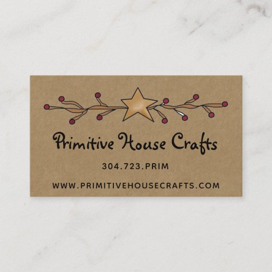 PRIMITIEF STAR & BERRIES OVER KRAFT-VISITEKAARTJE VISITEKAARTJE (Voorkant)