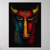 Primitief Stier Totem Abstracte Kunst – Expression Poster (Voorkant)