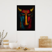 Primitief Stier Totem Abstracte Kunst – Expression Poster (Keuken)