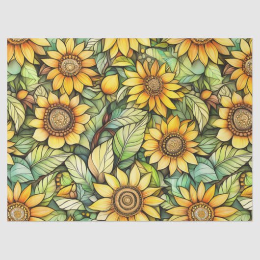 Primitief Sunflower Tissue Paper – 10lb, 17 "x23" Tissuepapier (Voorkant)