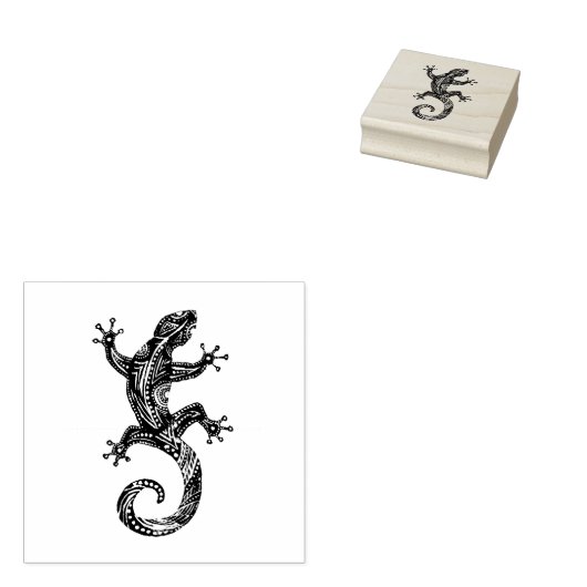 Primitief Tribal Gecko Rubberstempel (Gestempeld)