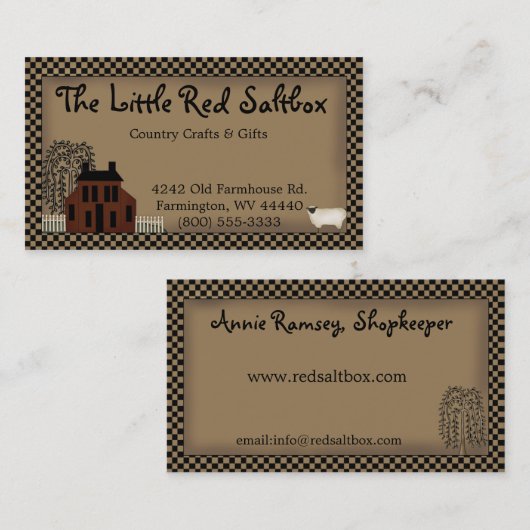 Primitief Visitekaartje van rode doos (Voorkant / Achterkant)