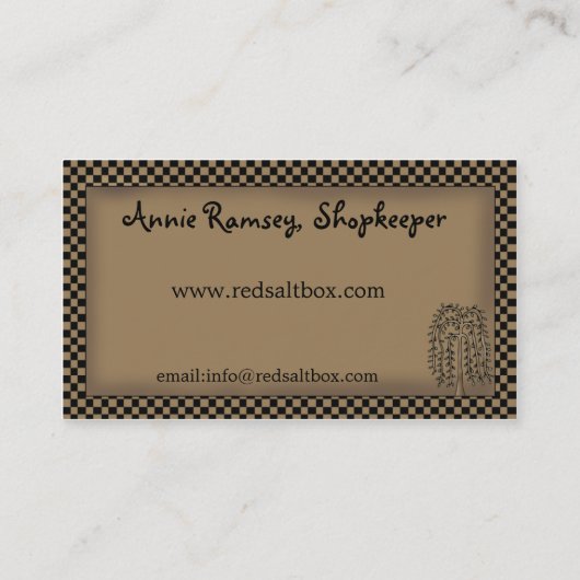 Primitief Visitekaartje van rode doos (Achterkant)