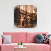 Primitief waterwiel van de schoorsteenkool van de  canvas afdruk (Insitu (Woonkamer))