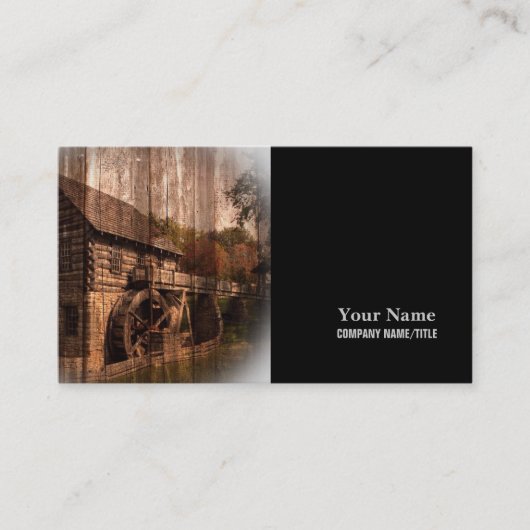 Primitief waterwiel van de schoorsteenkool van de  visitekaartje (Voorkant)