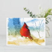 Primitief western land kerstmis rood kardinaal kaart (Staand voorkant)