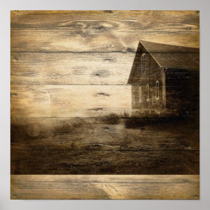 primitief western land oude boerderijkajuit poster