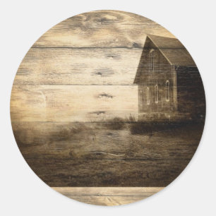 primitief western land oude boerderijkajuit ronde sticker