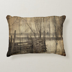 Primitief western land oude houten hek boerderij decoratief kussen