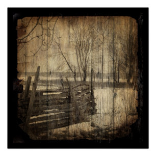 Primitief western land oude houten hek boerderij perfect poster
