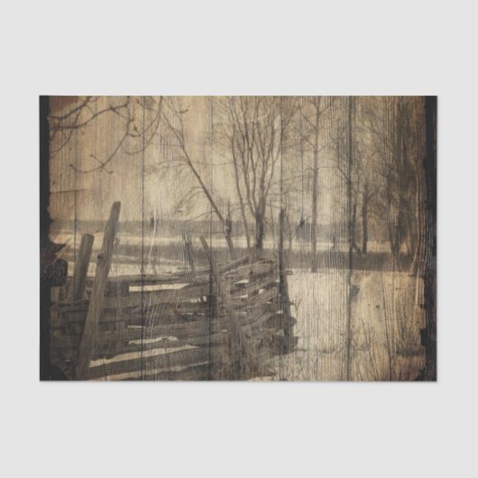 Primitief western land oude houten hek boerderij tissuepapier (Voorkant)