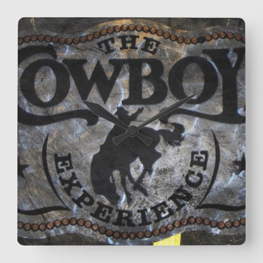 Primitief western land Paardencowboy rodeo Vierkante Klok (Voorkant)
