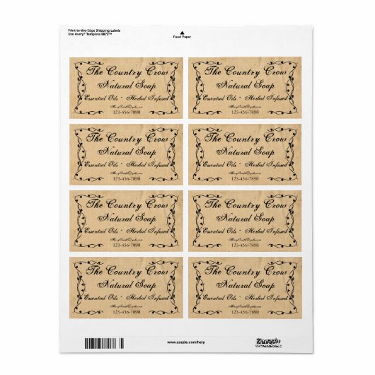 Primitief wijnproductlabel etiket (Full Sheet)