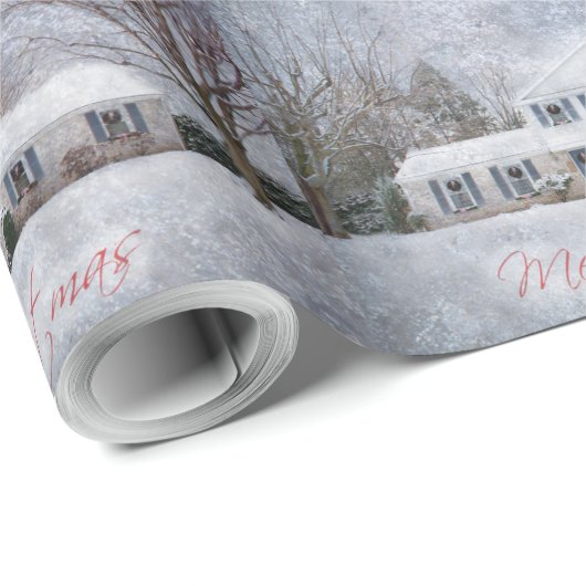 Primitief wintersneeuwland Rustic Open House Cadeaupapier (Rol Hoek)