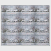 Primitief wintersneeuwland Rustic Open House Cadeaupapier (Vlak)