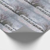 Primitief wintersneeuwland Rustic Open House Cadeaupapier (Hoek)