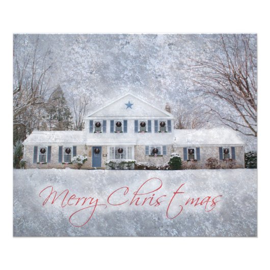 Primitief wintersneeuwland Rustic Open House Foto Afdruk (Voorkant)