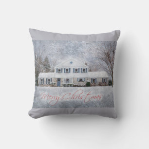 Primitief wintersneeuwland Rustic Open House Kussen