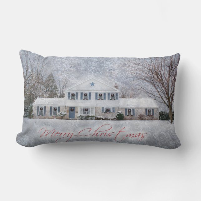 Primitief wintersneeuwland Rustic Open House Kussen (Voorkant)