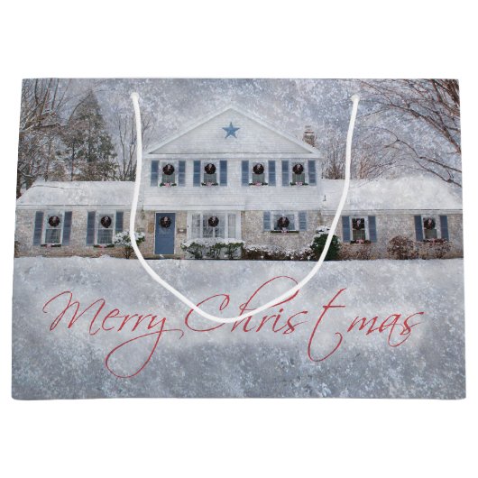 Primitief wintersneeuwland Rustic Open House Large Cadeautasje (Voorkant)