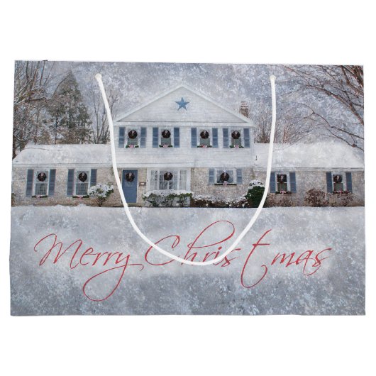 Primitief wintersneeuwland Rustic Open House Large Cadeautasje (Achterkant)