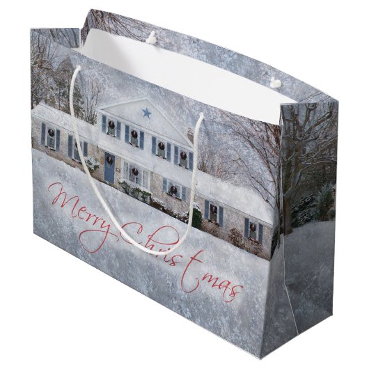 Primitief wintersneeuwland Rustic Open House Large Cadeautasje (Achterkant Gekanteld)