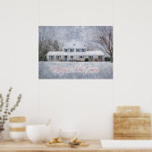 Primitief wintersneeuwland Rustic Open House Poster (Keuken)