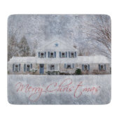 Primitief wintersneeuwland Rustic Open House Snijplank (Voorkant)