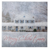 Primitief wintersneeuwland Rustic Open House Tegeltje (Voorkant)