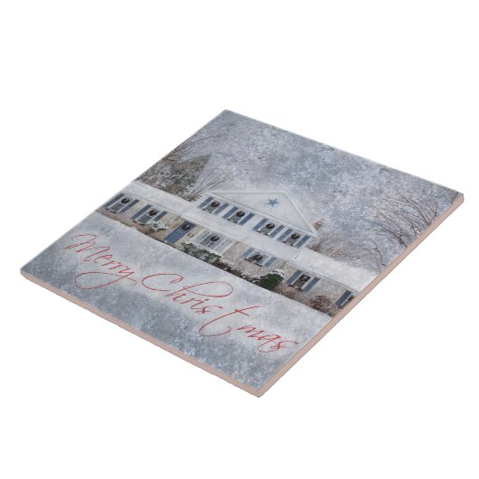 Primitief wintersneeuwland Rustic Open House Tegeltje (Zijkant)