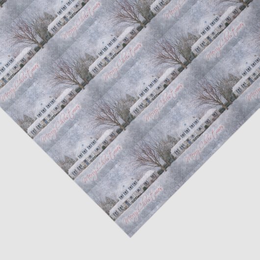 Primitief wintersneeuwland Rustic Open House Tissuepapier (Detail)