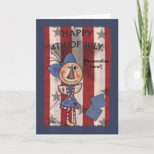 Primitieve Amerikaanse Engel- Happy 4th van Juli Kaart