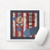 Primitieve Amerikaanse Engel- Happy 4th van Juli Muismat (Met muis)