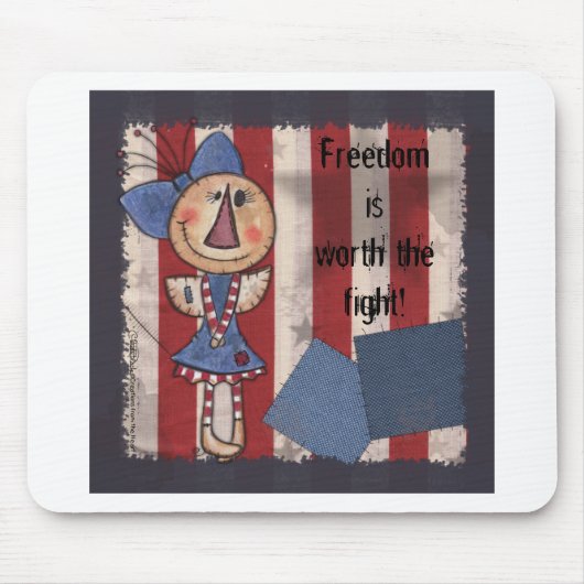 Primitieve Amerikaanse Engel- Happy 4th van Juli Muismat (Voorkant)