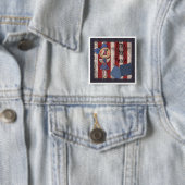 Primitieve Amerikaanse engel Vierkante Button 5,1 Cm (In situ)