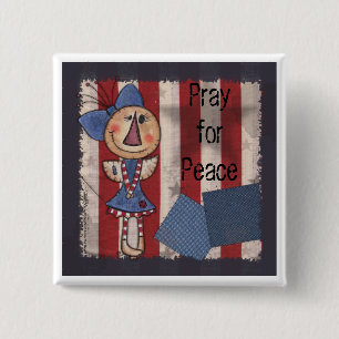 Primitieve Amerikaanse engel Vierkante Button 5,1 Cm