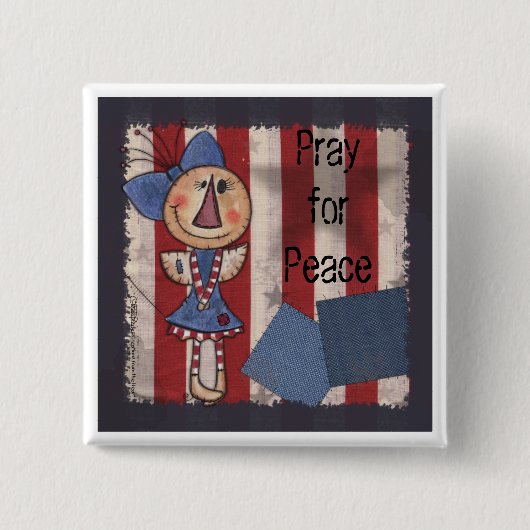 Primitieve Amerikaanse engel Vierkante Button 5,1 Cm (Voorkant)