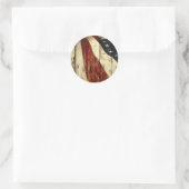 Primitieve Amerikaanse houtnerf Amerikaanse vlag Ronde Sticker (Tas)