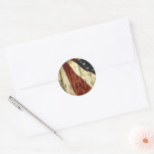 Primitieve Amerikaanse houtnerf Amerikaanse vlag Ronde Sticker (Envelop)