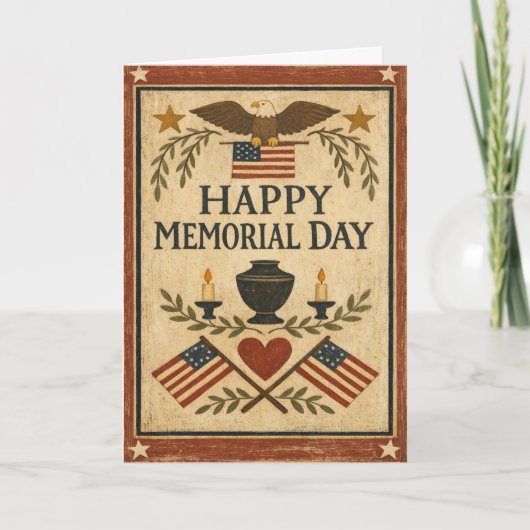 Primitieve Amerikaanse Memorial Day  Kaart (Voorkant)
