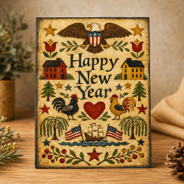 Primitieve Amerikaanse Volkscultuur Nieuwjaar Feestdagen Kaart